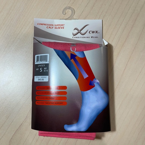 CW-X Compression Footless Calf Sleeves, Small, Pink, unisex - Picture 5 of 11